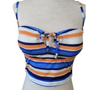 Cremieux Orange & Blue Bandeau Bathing Suit Top  M